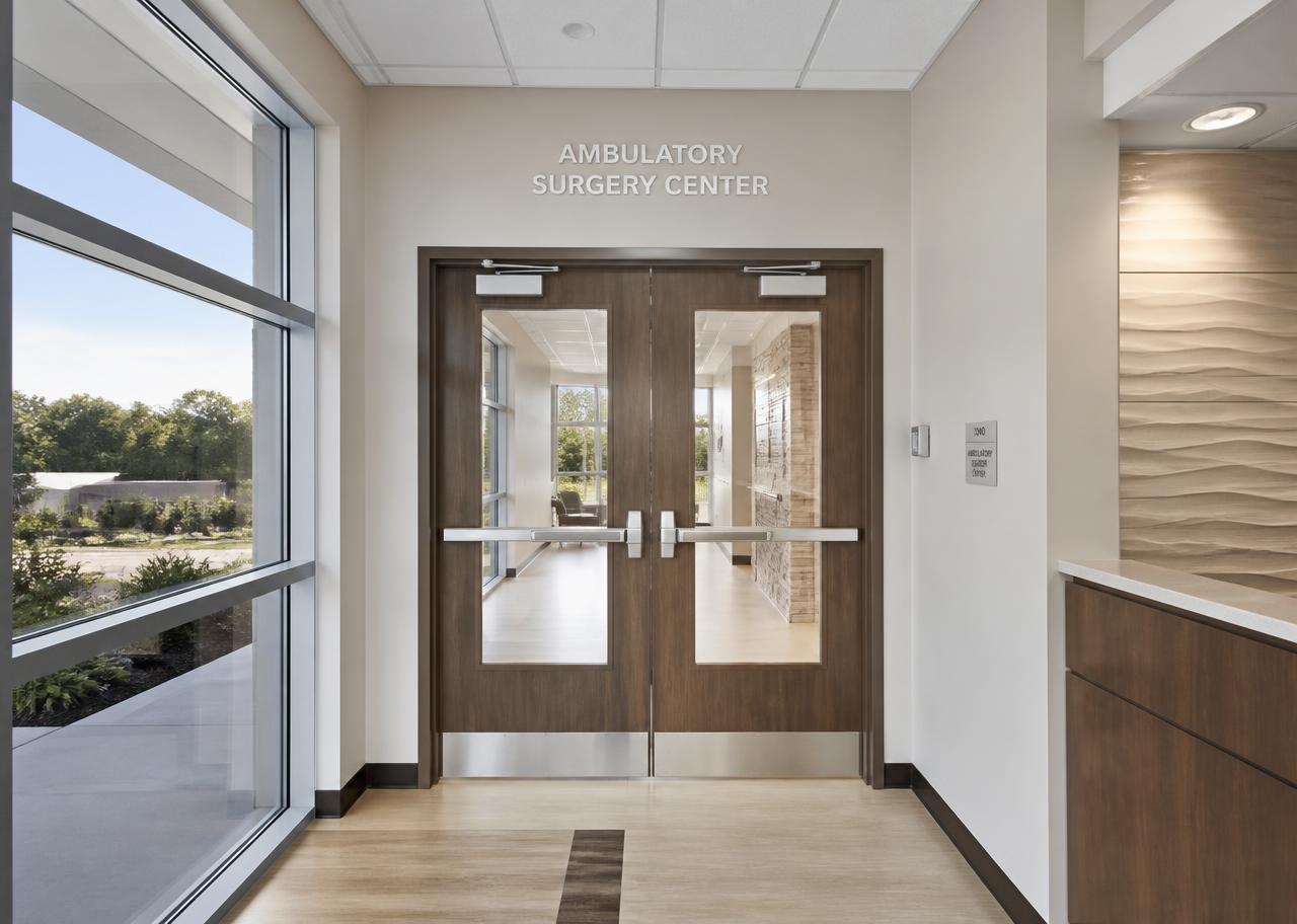 Bright outpatient healthcare corridor