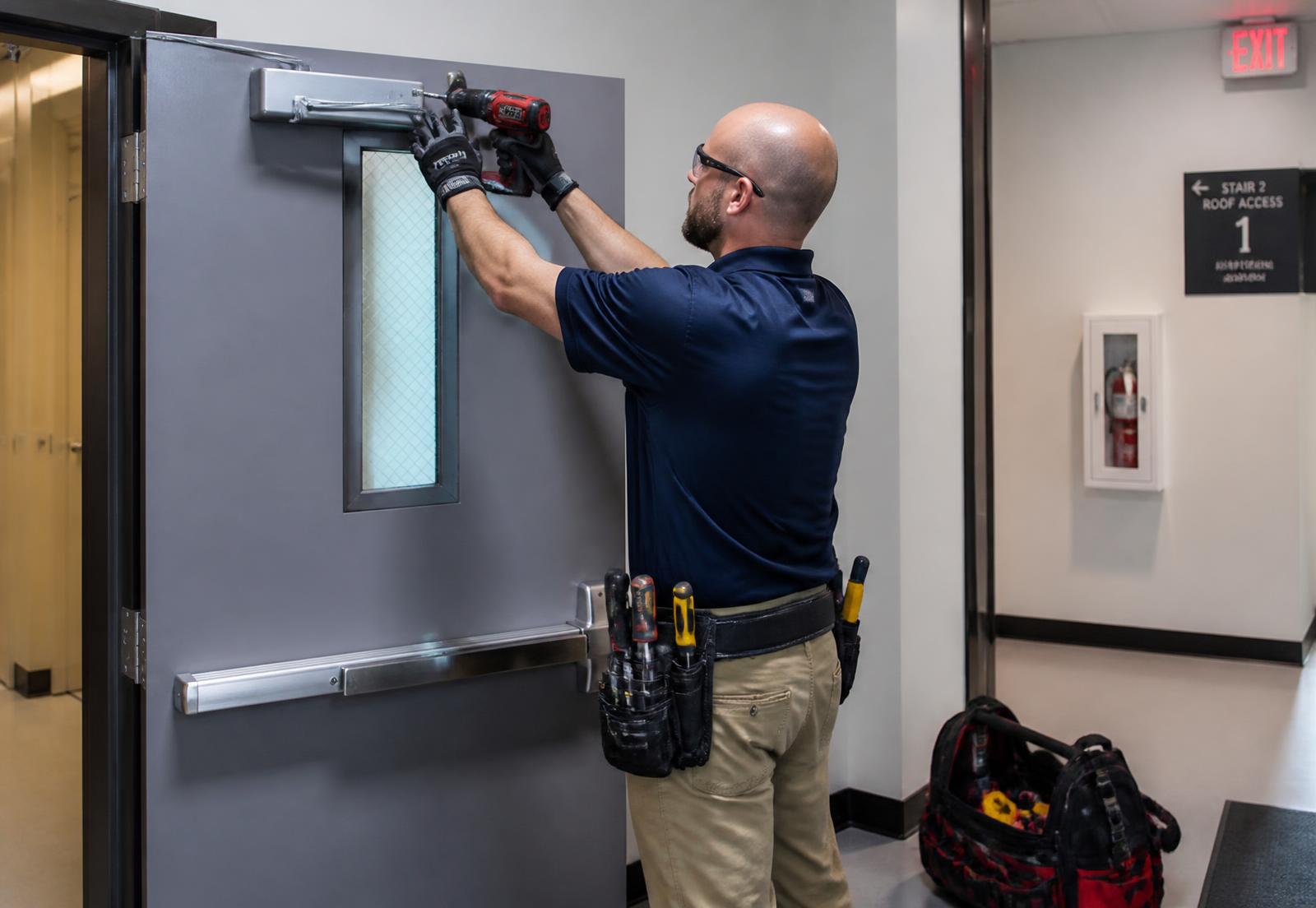 Fire door corrective work in progress